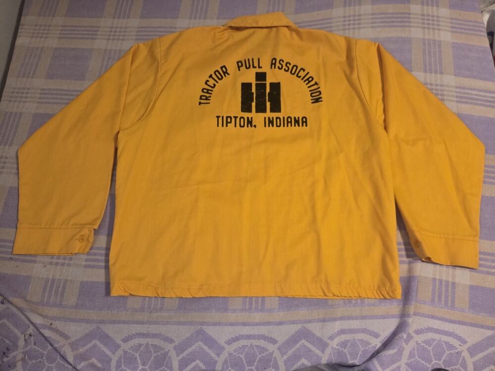 Vtg 70s K-BRAND Tractor Pull Association Yellow Herrington Work Jacket Indiana